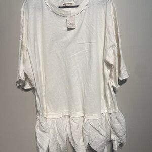 We The Free Ivory Ruffle Hem Blouse